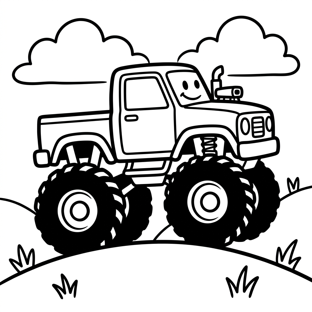 Easy Classic Monster Truck Coloring Page