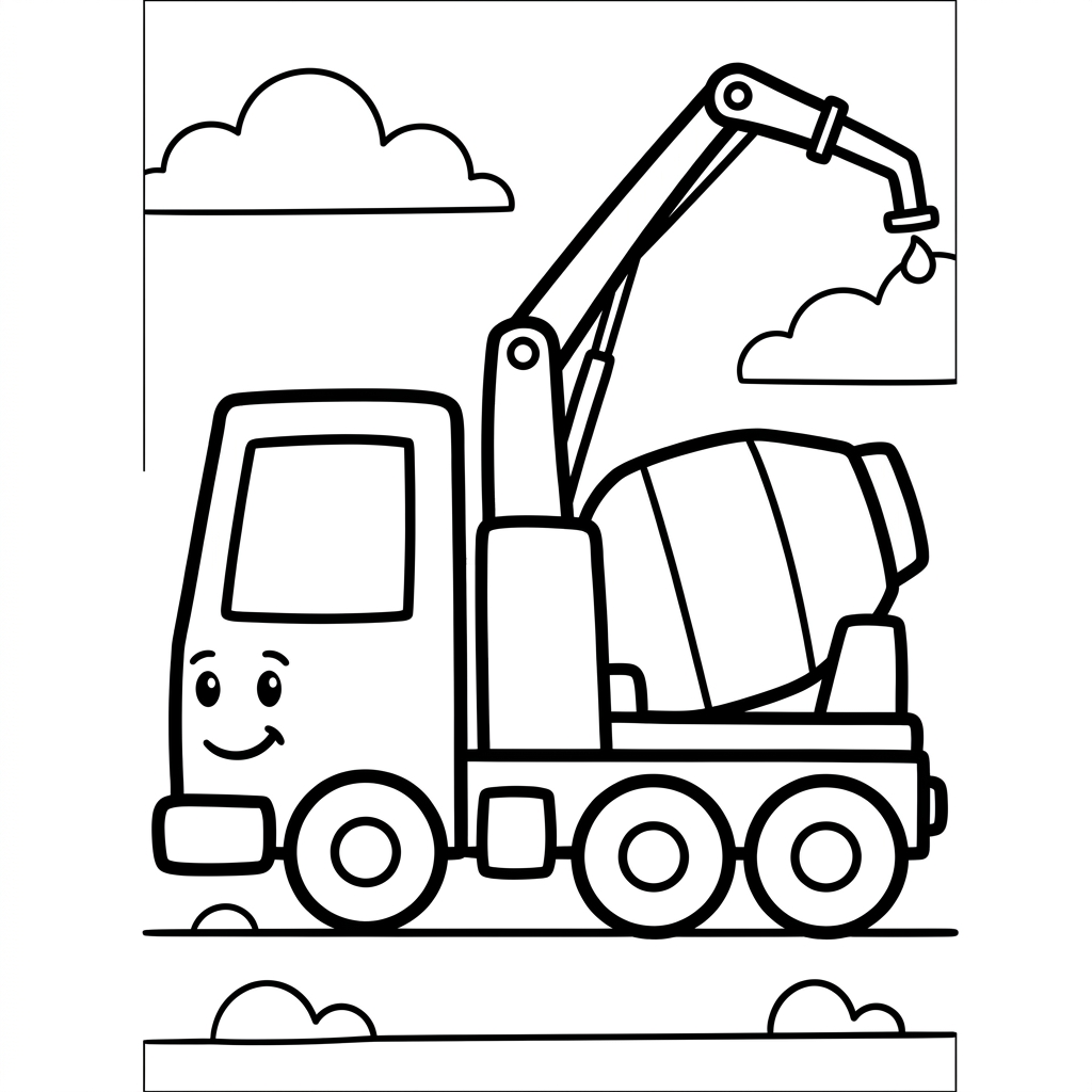 Easy Concrete Pump Truck Coloring Page