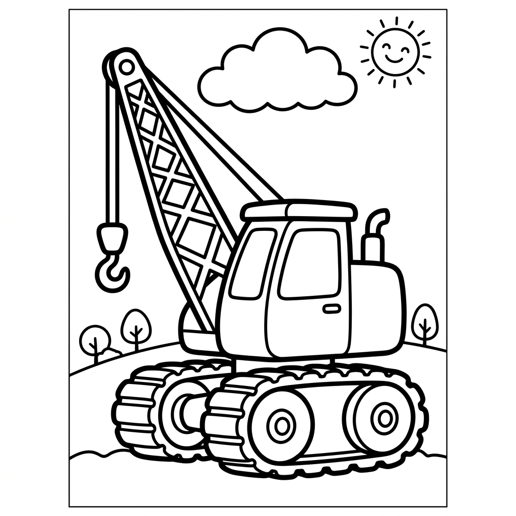 Easy Crawler Crane Coloring Page