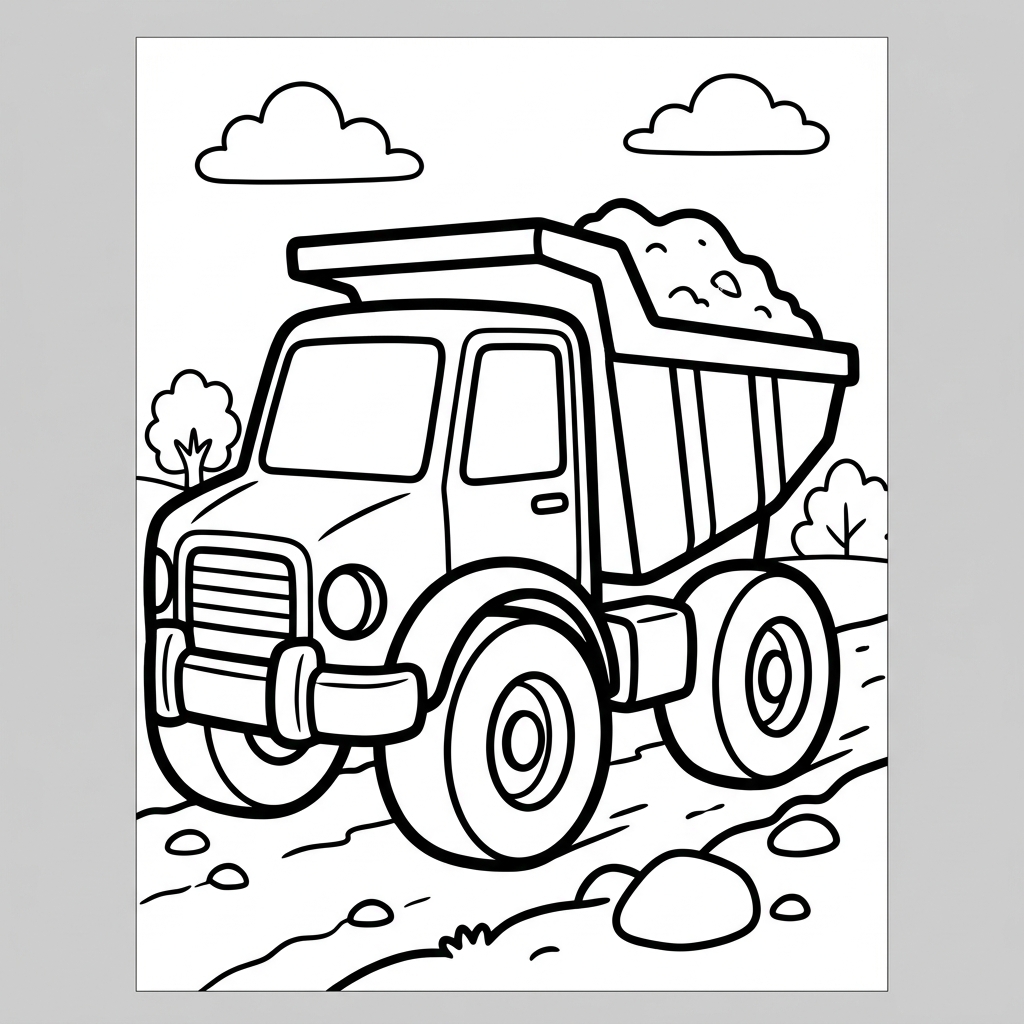 Easy Dump Truck Coloring Page