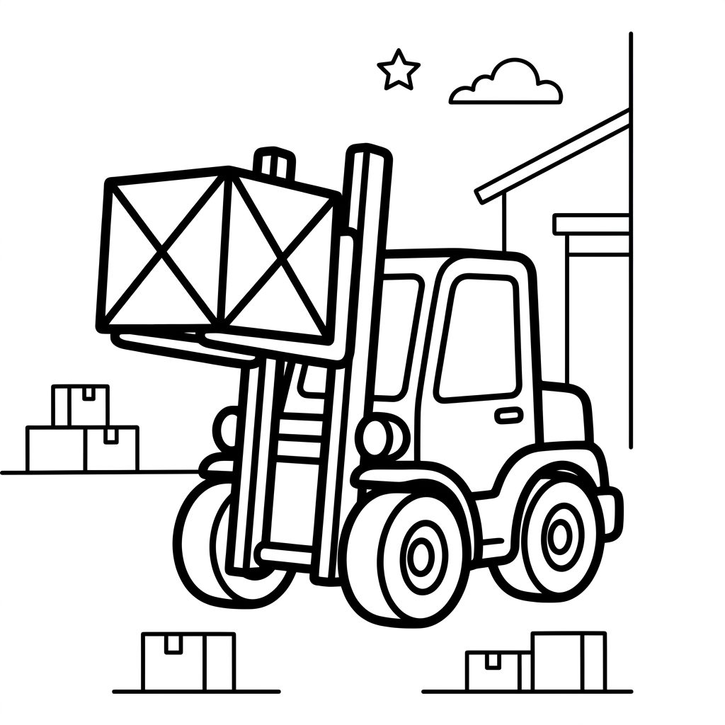 Easy Forklift Coloring Page