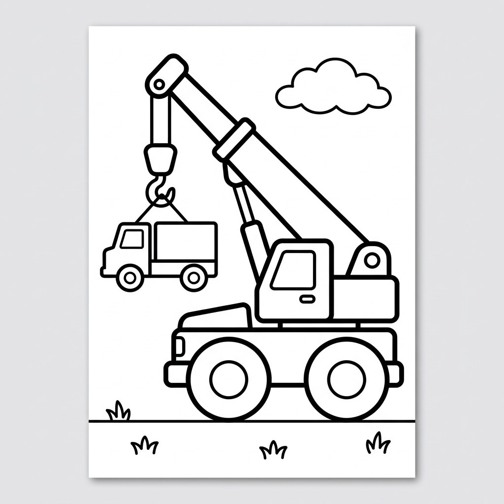 Easy Mobile Crane Coloring Page