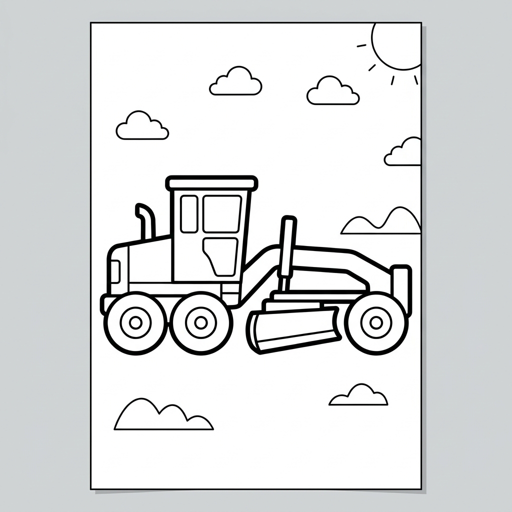 Easy Motor Grader Coloring Page