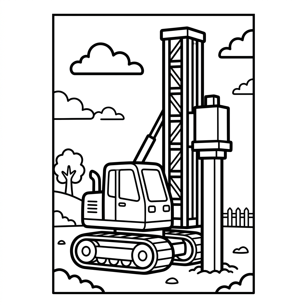 Easy Pile Driver Coloring Page