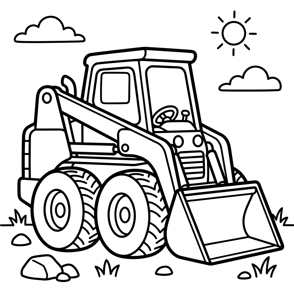 Easy Skid Steer Loader Coloring Page