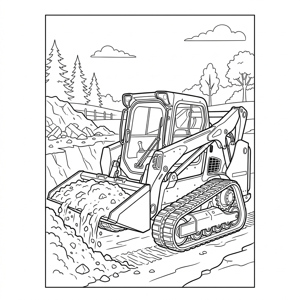 Compact Track Loader Bobcat Coloring Page