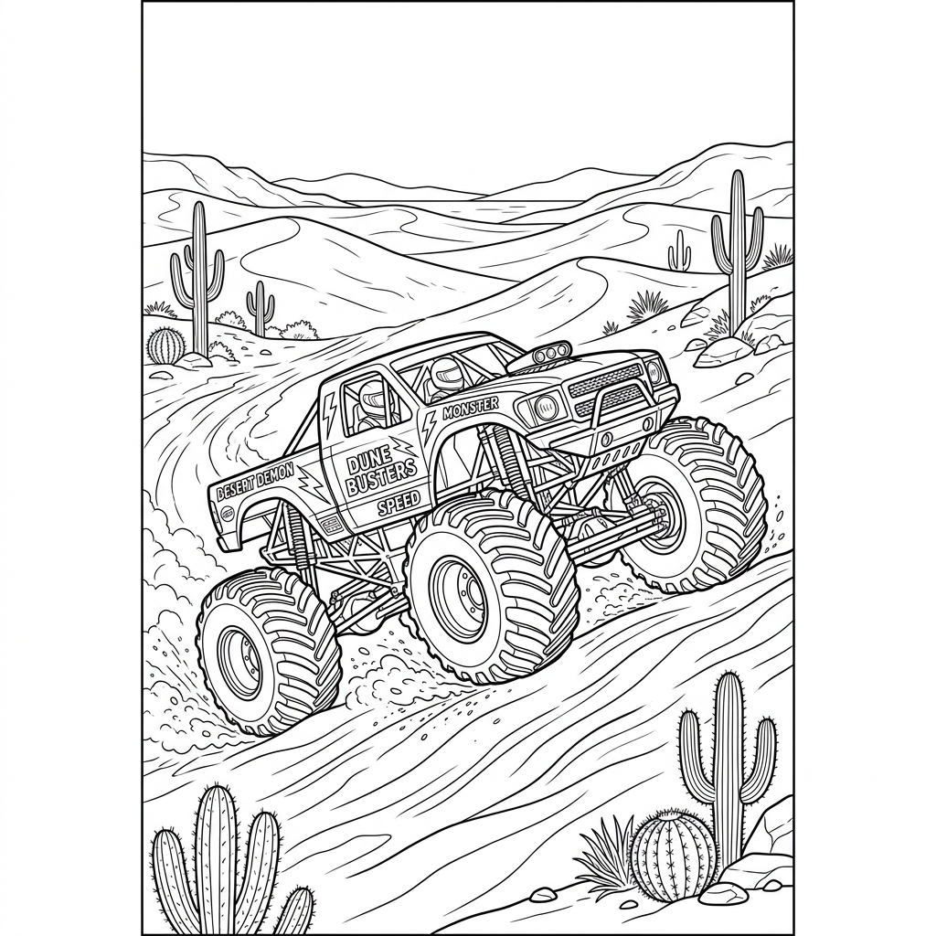 Desert Racing Monster Truck Coloring Page