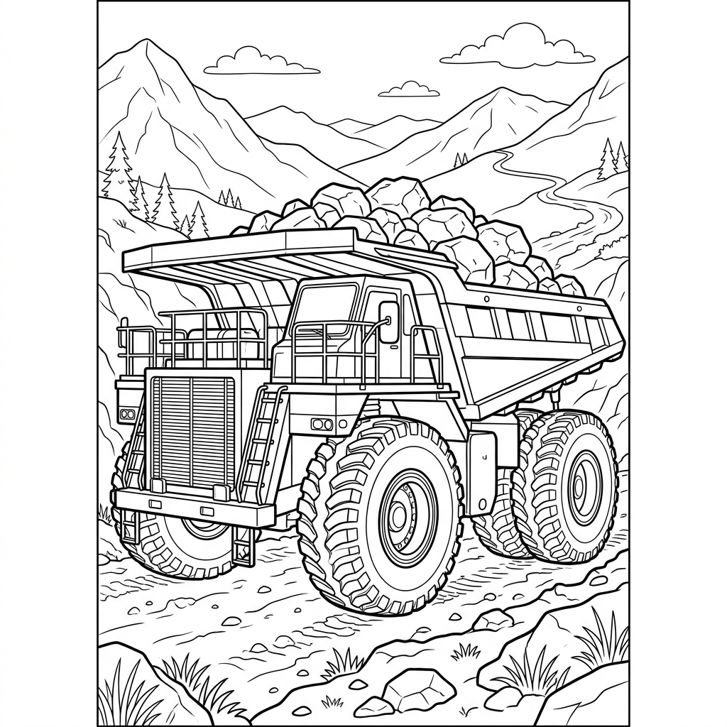 Mining Dump Truck Coloring Page