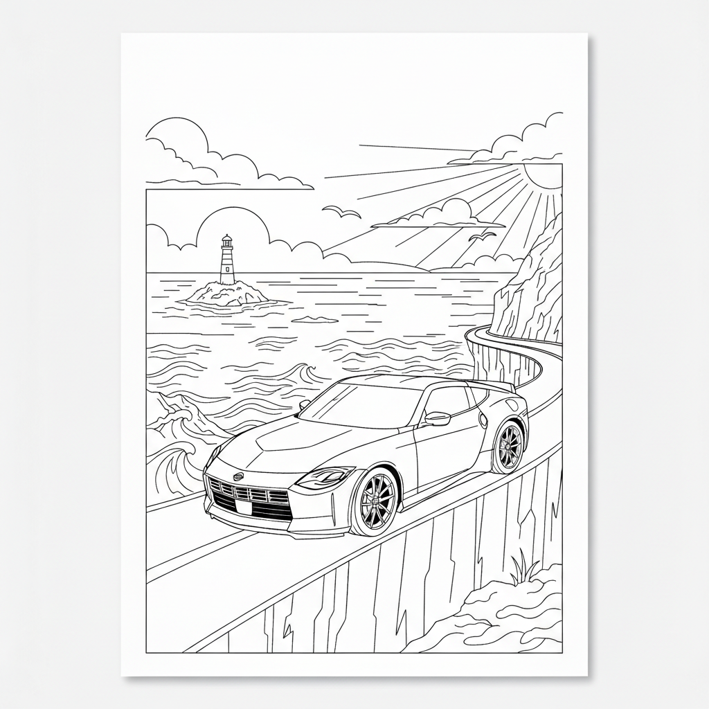 Nissan Z Sports Car Coloring Page
