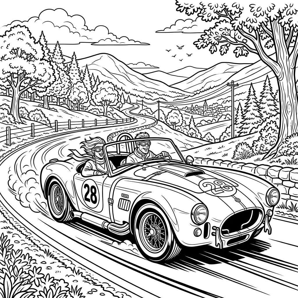 Vintage Sports Car Coloring Page